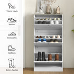 Scarpiera stile scandinavo 3 ante a ribalta 18 paia di scarpe 60 x 23,5 x 115 cm bianco effetto legno