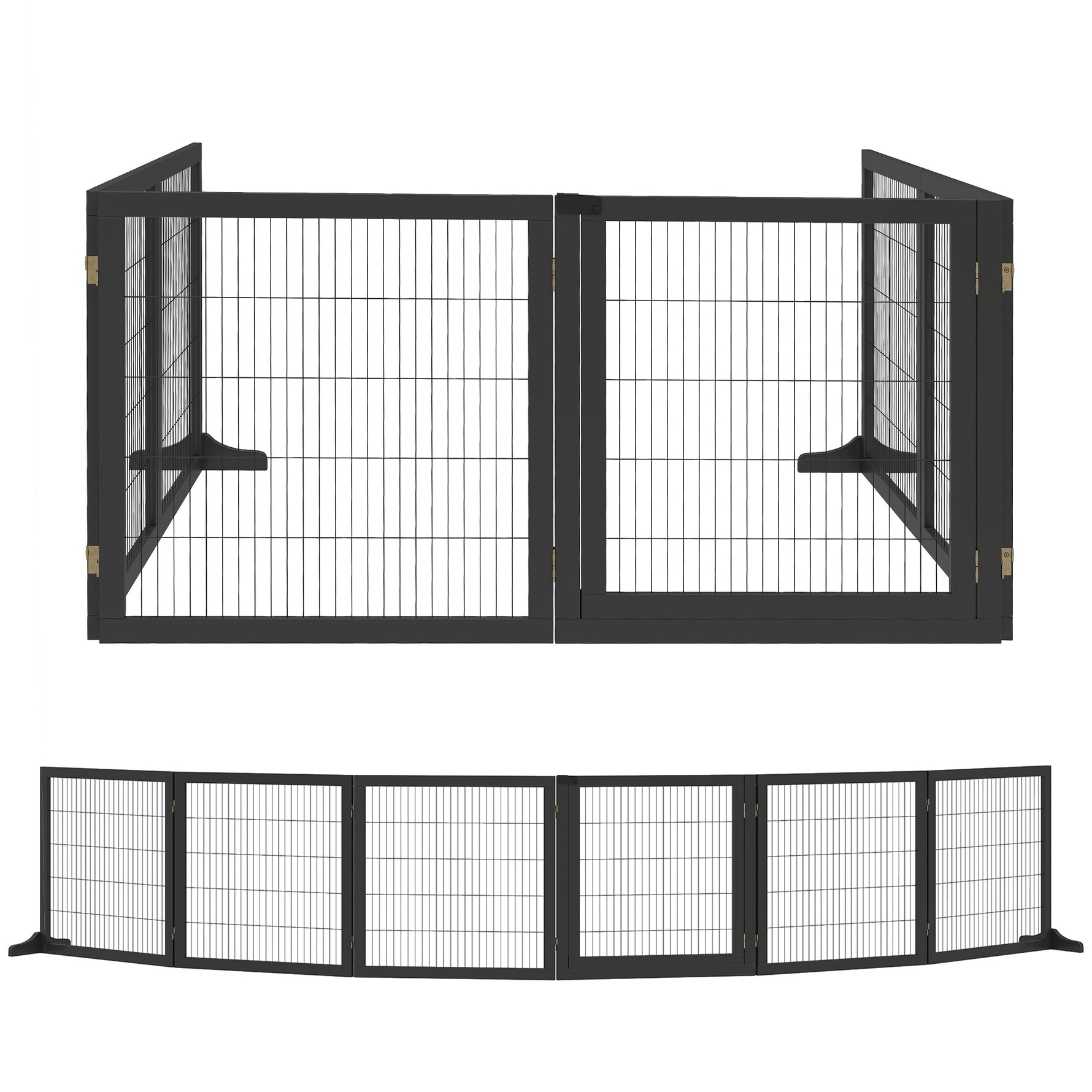 Barrière de sécurité pour chien barrière pliable à 6 panneaux avec pieds amovibles 432 x 36 x 70 cm noir