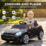 Voiture électrique enfants licence Mercedes SLC 300 12V V. Max. 5 Km/h effets sonores lumineux télécommande noir