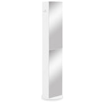 Meuble colonne de salle de bain pivotant avec miroir 6 étagères 36 x 36 x 171 cm blanc