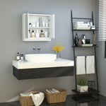 Armoire Murale Miroir Salle de Bain 2 étagères dim. 48L x 14l x 45H cm Panneaux Particules MDF Blanc