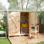 Abri de jardin en bois armoire de jardin en bois avec table, toit en asphalte, 140 x 75 x 157 cm, effet bois naturel