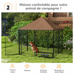Chenil extérieur pour Chiens en métal et Tissu Oxford Support gamelle et Toit résistant aux intempéries Espace spacieux