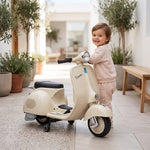Elektrisches Kinder-Motorrad VESPA lizenziert, Max. Geschwindigkeit 5 km/h, Musik & Licht, ab 3 Jahren, Weiß