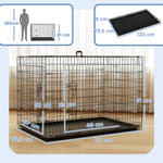 Cage caisse de transport pliante pour chien en acier 2 portes verrouillables 121 x 77 x 82 cm noir