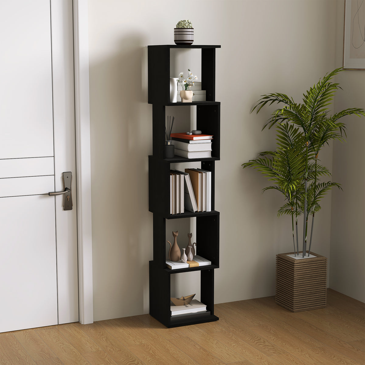 Bibliothèque étagère Design Moderne à 5 Niveaux – Rangement Pratique pour Maison ou Bureau, noir