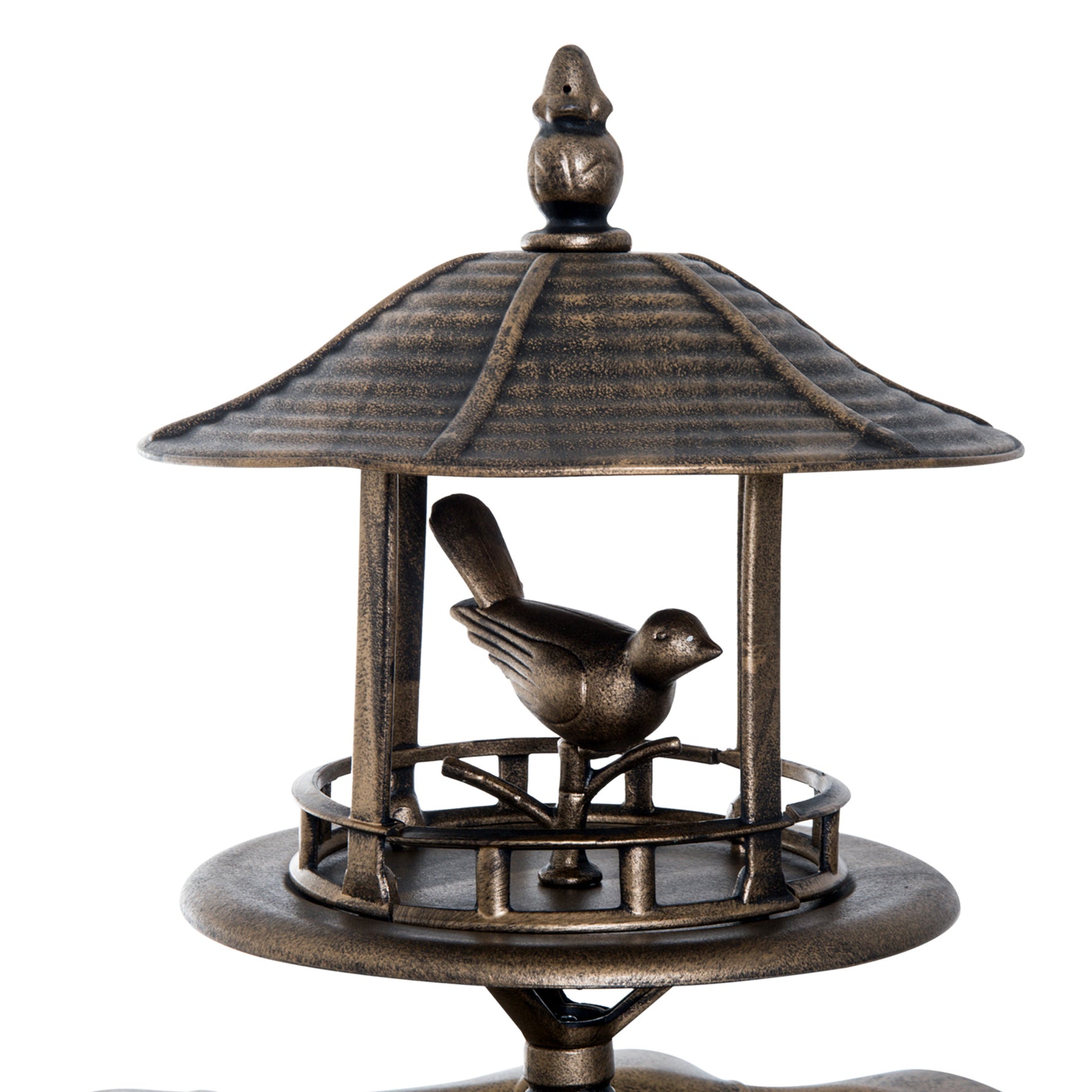 Bain d'oiseaux Abreuvoir pour Oiseaux jardinière 3 en 1 dim. Ø 50 x 113H cm polypropylène bronze antique