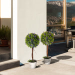 Lot de 2 plantes Artificielles avec fleurs de lavande, tronc et pot inclus - hauteur 60 cm vert