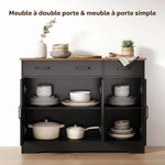 Aparador de cocina, mueble de almacenamiento con 3 puertas de granero, 2 cajones y estantes ajustables, 108 x 40 x 81 cm, negro