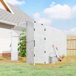 Serre tunnel de jardin 6m², serre de jardin tunnel 300x200x195cm bâche PE 220g/m² bords prolongés 50 cm avec porte blanc