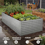 Jardinière extérieure, jardinière surélevée galvanisée bordure de sécurité et fond ouvert 240 x 120 x 60 cm gris argenté