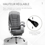 Fauteuil de bureau manager chaise pour ordinateur avec repose-pied dossier inclinable accoudoirs rembourrés en lin gris