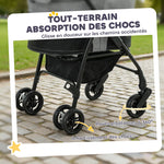 Hondenbuggy 3-in-1 Afneembaar Opvouwbaar Uitneembare Reiswieg en Ritsloos Vering Grijs