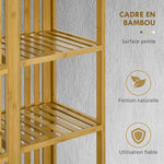 Armoire en bambou avec 2 portes coulissantes, étagères et tringle, grande armoire pour la chambre, 145 x 35 x 165cm