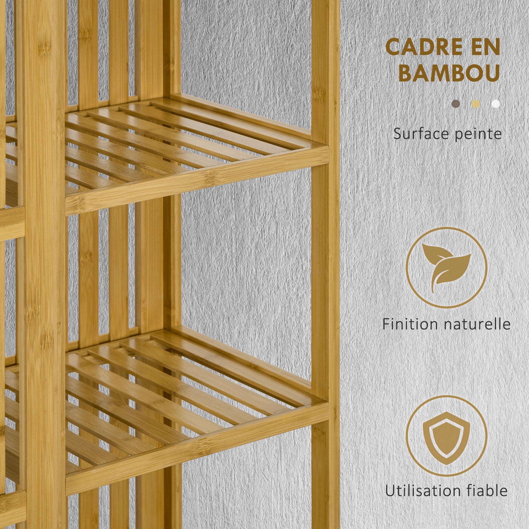 Armoire en bambou avec 2 portes coulissantes, étagères et tringle, grande armoire pour la chambre, 145 x 35 x 165cm