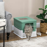 Maison de toilette pour chat pliable double porte battante et supérieure pelle fourni 47,5 x 35,5 x 36,7 cm vert