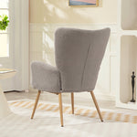 Fauteuil salon, fauteuil d'appoint rembourré en tissu bouclette avec haut dossier et accoudoirs, 71x74x97,5cm, gris