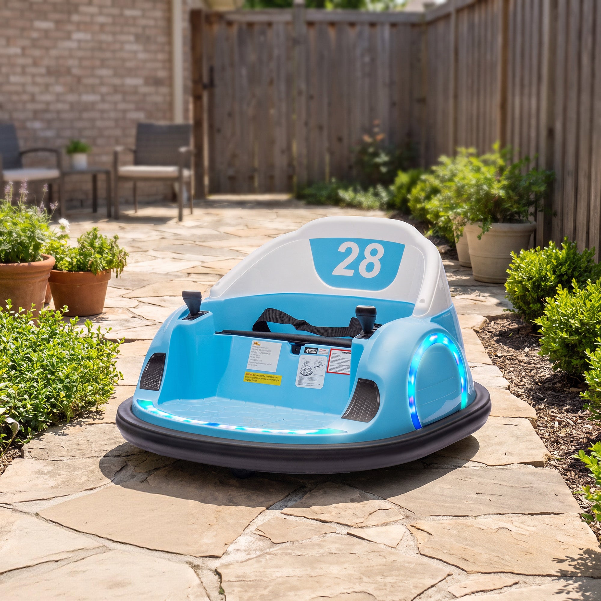 Voiture Tamponneuse Électrique Enfant 12V, Rotation à 360°, Auto-Tamponneuse Enfant avec Télécommande, Bleu
