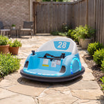 Voiture Tamponneuse Électrique Enfant 12V, Rotation à 360°, Auto-Tamponneuse Enfant avec Télécommande, Bleu