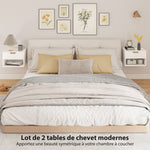 Lot de 2 tables de chevet suspendues, tables de nuit murales avec tiroir et niche, moderne, 40x34x29cm, blanc