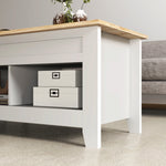Table basse plateau relevable, table de salon avec étagères et compartiment caché,105 x 50 x 49-62,5 cm blanc