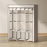 Armoire penderie multi-rangement - 8 étagères, 2 barres - non tissé crème