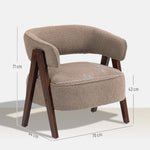 Sillón de salón de tela de borreguito, silla acolchada, asiento ancho, respaldo ergonómico, 70 x 64 x 71 cm, marrón