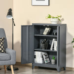Armoire de bureau à 3 niveaux, meuble de rangement bureau métallique avec 2 portes et étagères réglables