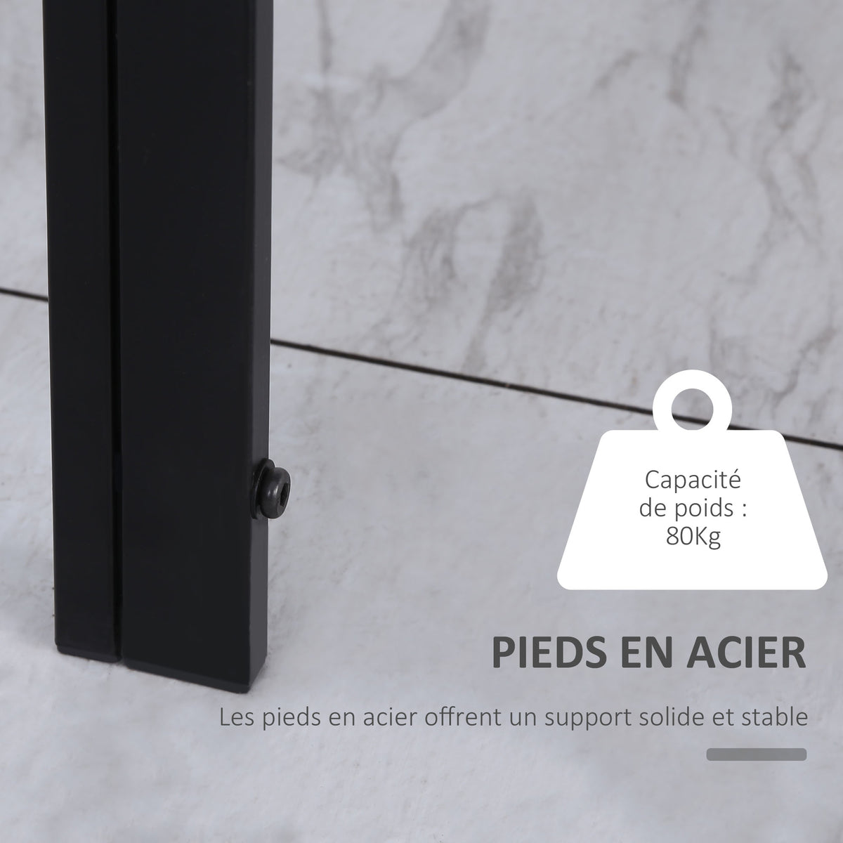 Mesa de comedor para 4 personas, mesa de cocina con tablero de vidrio templado y patas de metal, 120x60x75cm, negro