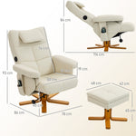 Fauteuil massant avec repose-pied, dossier inclinable jusqu'à 135°, coffre de rangement, télécommande
