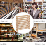 Casier à bouteilles pour 96 bouteilles, étagère à vin avec 8 niveaux modulable, 114×28×113,5cm, bois naturel