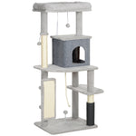 Arbre à Chat Tour de Jeux pour Chats Centre d'Activités avec Poteaux à Griffer en Sisal Niche Hauteur 132 cm Gris