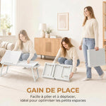Table de lit pliable et réglable, plateau de lit pour ordinateur portable en bambou plateau inclinable 83,5x33x34cm blanc
