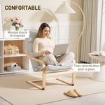 Fauteuil salon fauteuil de loisirs moderne fauteuil chambre avec accoudoirs incurvés, coussins, 67 x 83 x 105 cm, crème
