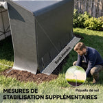 Abri de jardin tente de stockage imperméable abri moto porte enroulable fermeture éclair, 300 x 300 x 210 cm, gris foncé