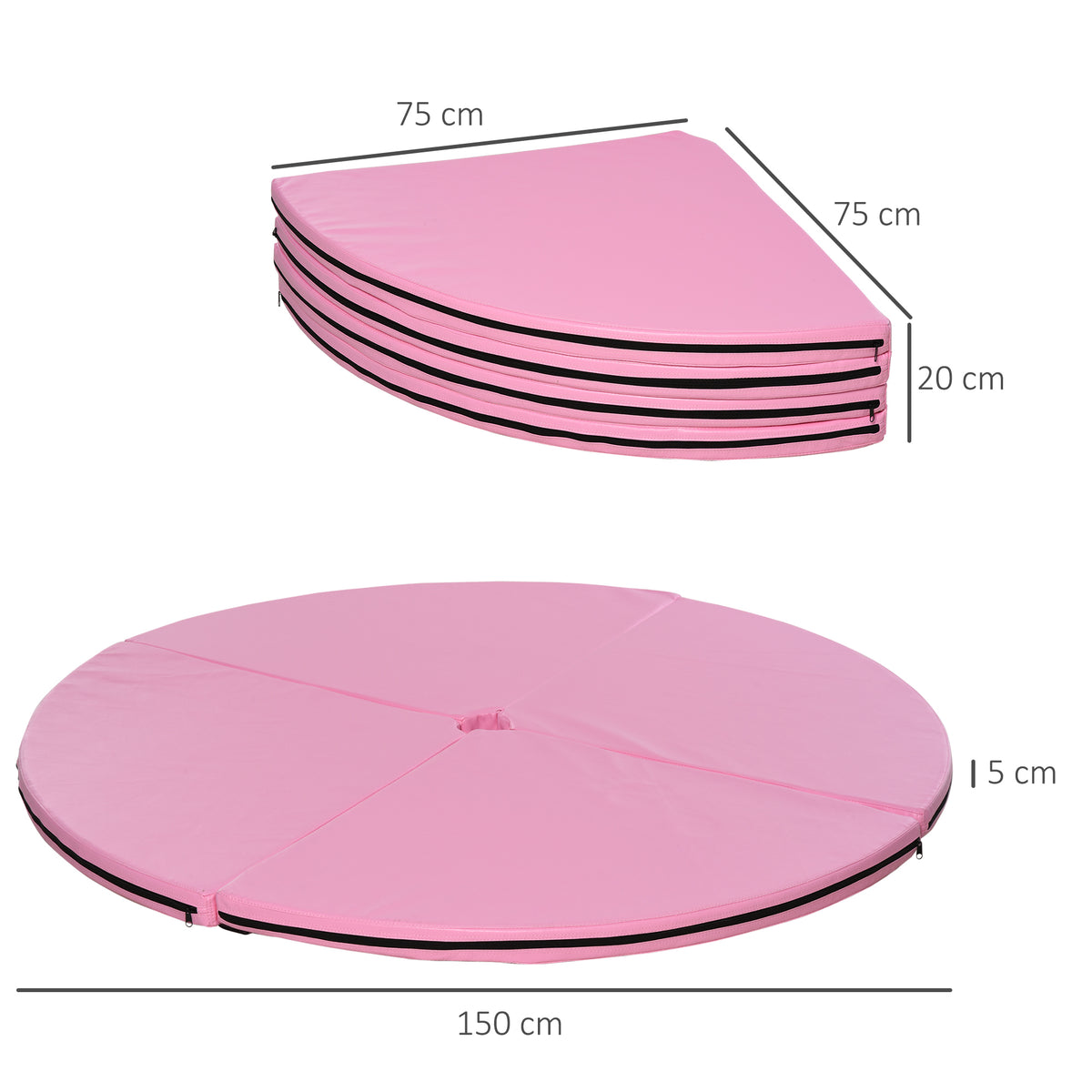 Tapis de Pole Dance Pliable - Tapis de Protection Ø 150 cm Épaisseur 5 cm - Revêtement Plastique Rose