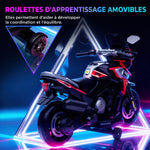 Moto Électrique Enfants 6 V, Voiture Électrique Enfants avec Roues d'Entraînement, Musique, Effets Lumineux, Rouge