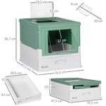 Maison de toilette pour chat pliable double porte battante et supérieure pelle fourni 47,5 x 35,5 x 36,7 cm vert