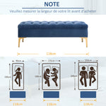 Panca imbottita capitonné fondo letto stile classico chic 118L x 45p x 42A cm gambe in metallo dorato velluto blu