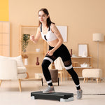 Stepper aerobic fitness hauteur reglable 2 niveaux surface antiderapante PP 68 x 29 x 15 cm noir et gris