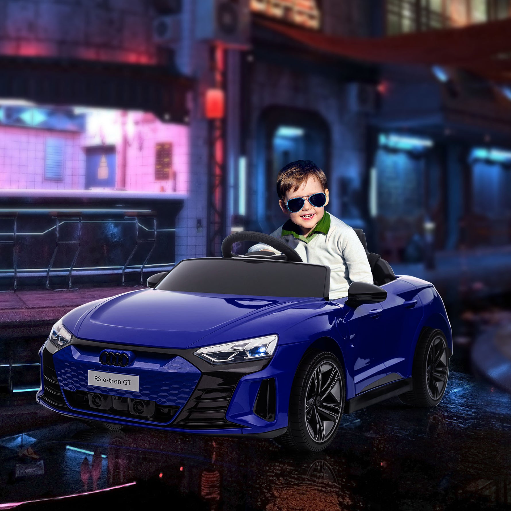 Voiture véhicule électrique enfant 12 V - télécommande parentale - effets sonores, lumineux - Audi RS E-tron GT bleu