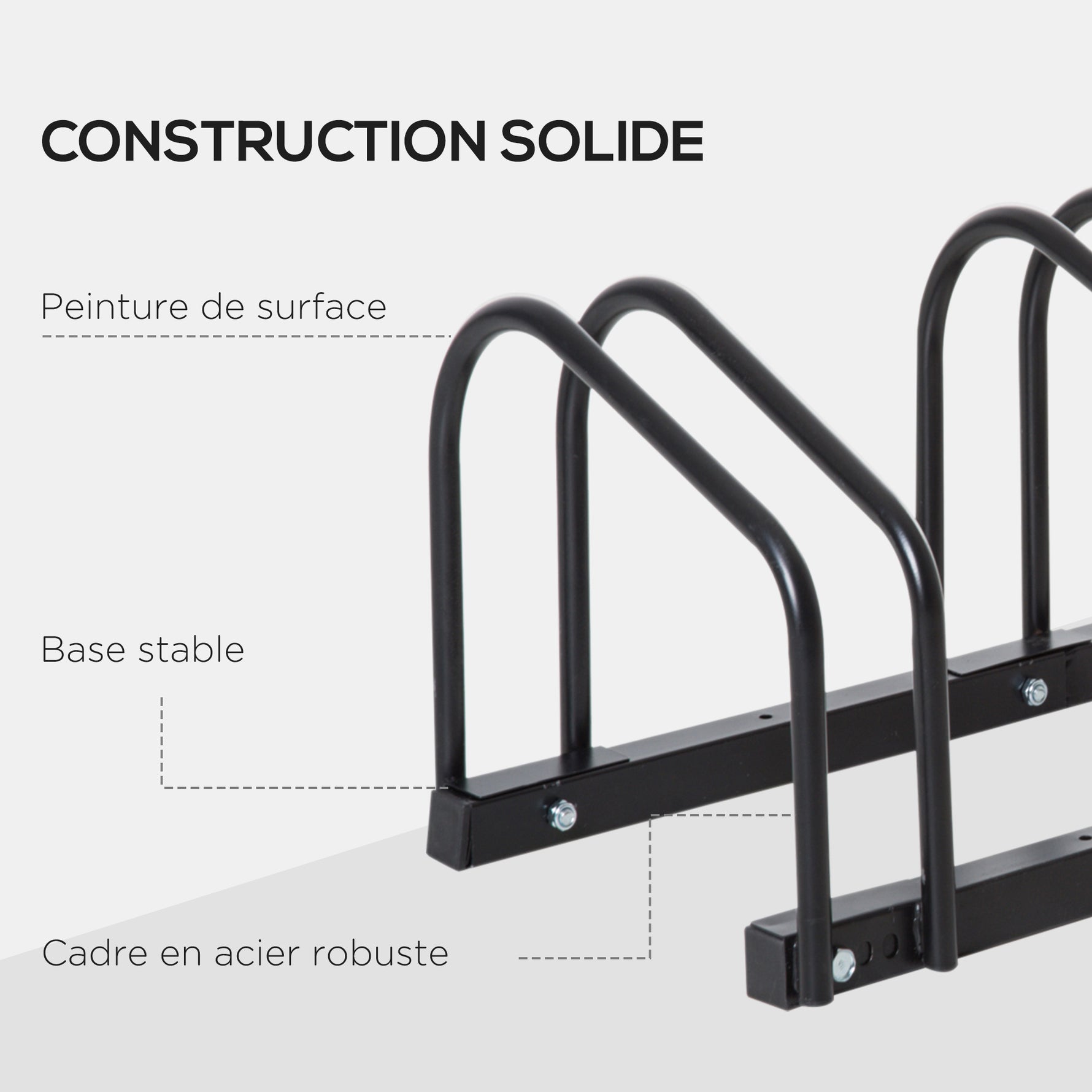 Râtelier 6 vélos range-vélos support de rangement pneu 65 mm sol ou mural pour VTT enfants BMX 179 x 33 x 27 cm acier noir