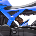 Moto da cross elettrica per bambini 3-8 anni, batteria 6V, 2 motori, clacson e rotelle, carico 30KG, blu