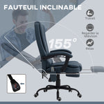 Fauteuil de bureau massant, chaise de bureau avec hauteur réglable, dossier inclinable et télécommande filaire, bleu