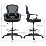 Lot de 2 fauteuils de bureau chaise de bureau assise haute réglable pivotant 360° maille respirante noir