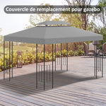 Toile de rechange pour pavillon tonnelle tente 3 x 4 m polyester haute densité 180 g/m² gris clair