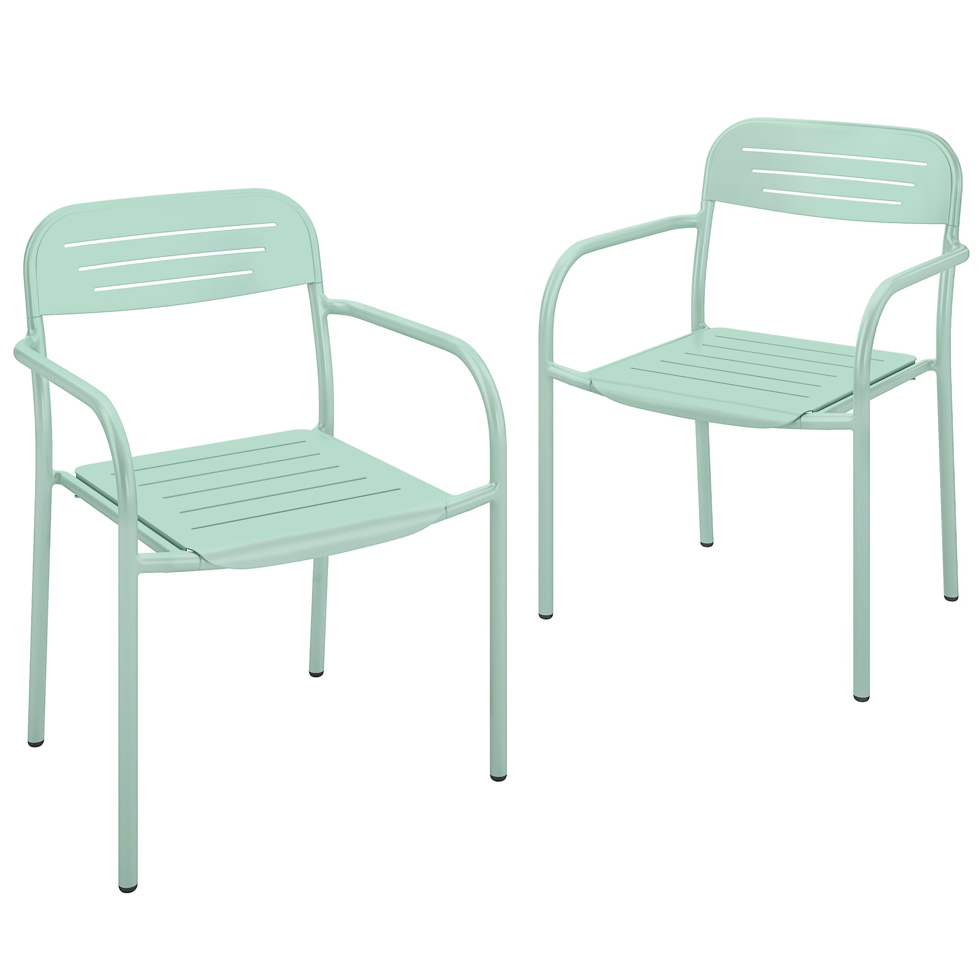 Lot de 2 Chaises de Jardin Salon de Jardin Empilable Résistant aux Intempéries avec Accoudoirs 56x58x78cm Vert