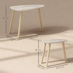 Lot de 2 tables basses gigognes design scandinave pieds en bois et plateau en bois, aspect naturel
