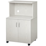 Chariot desserte micro-ondes placard 2 portes - dim. 60,4L x 40,3l x 97H cm - blanc