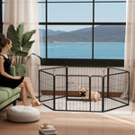 Dog playpen, 6-panel modular and foldable dog enclosure, portable steel with door 80 x 60 gray